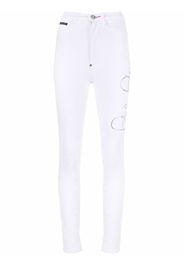 Philipp Plein logo-print leg jeggings - Bianco