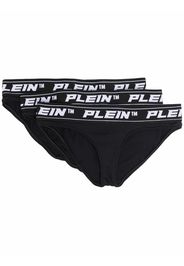 Philipp Plein Set di 3 slip con logo - Nero