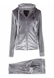 Philipp Plein logo-embellished velvet tracksuit - Grigio