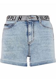 Philipp Plein Shorts denim con logo - Blu