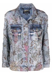 Philipp Plein Giacca denim con stampa - Blu