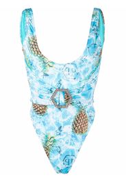 Philipp Plein Monokini con fibbia - Blu