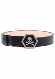 Philipp Plein skull-motif leather belt - Nero