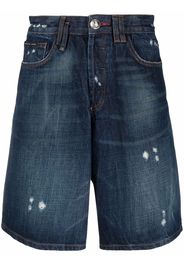 Philipp Plein Shorts denim con effetto vissuto - Blu