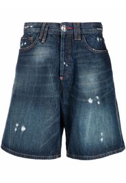 Philipp Plein Shorts denim Destroyed Capri - Blu