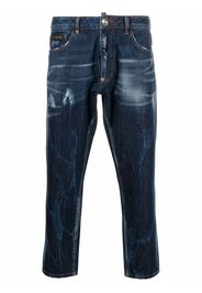 Philipp Plein Jeans crop con effetto vissuto - Blu