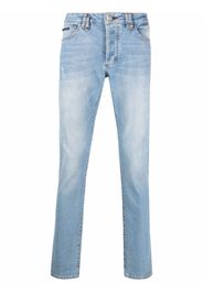 Philipp Plein Jeans dritti con effetto vissuto - Blu