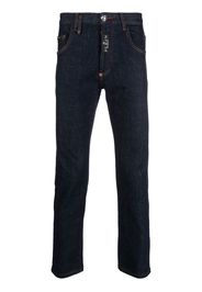 Philipp Plein skull-embroidered skinny jeans - Blu