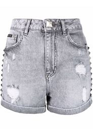 Philipp Plein studded denim shorts - Grigio