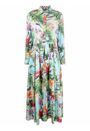 Philipp Plein floral-print shirt maxi dress - Verde