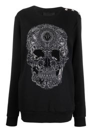 Philipp Plein embroidered-skull crew neck sweatshirt - Nero