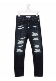 Philipp Plein Junior Jeans slim con effetto vissuto - Blu