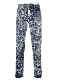 Philipp Plein Jeans con stampa grafica - Blu