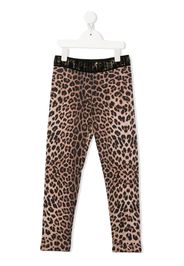 Philipp Plein Junior Leggings con stampa - Marrone