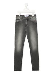 Philipp Plein Junior Jeans slim con vita media - Grigio