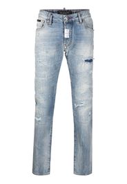 Philipp Plein Jeans con effetto vissuto Premium - Blu