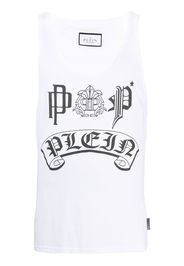 Philipp Plein logo-print cotton tank top - Bianco