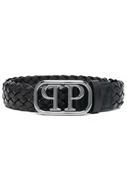 Philipp Plein logo buckle braided belt - Nero