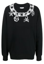 Philipp Plein chain link-print crew neck sweater - Nero