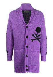 Philipp Plein intarsia-knit logo cardigan - Viola