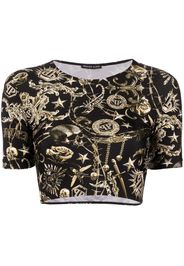 Philipp Plein T-shirt crop con stampa grafica - Nero