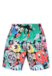 Philipp Plein Costume da bagno Monsters con stampa - Nero