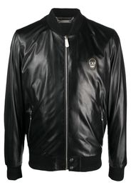 Philipp Plein Skull leather bomber jacket - Nero