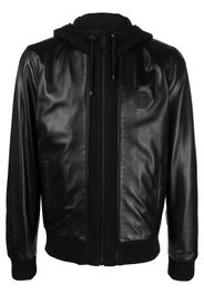 Philipp Plein leather hooded jacket - Nero