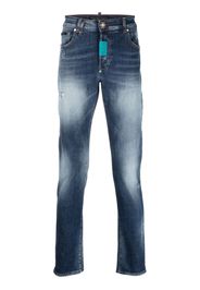 Philipp Plein logo-patch straight-leg jeans - Blu