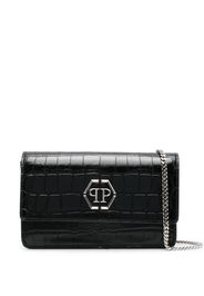 Philipp Plein Superheroin crocodile-embossed clutch bag - Nero