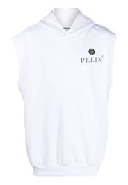 Philipp Plein logo-plaque sleeveless hoodie - Bianco