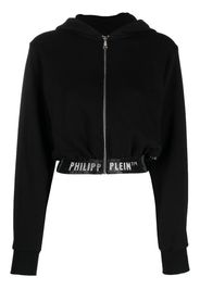 Philipp Plein Felpa crop con cappuccio - Nero