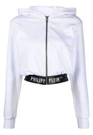 Philipp Plein Felpa crop con cappuccio - Bianco