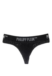 Philipp Plein metallic crystal-embellished thong - Nero