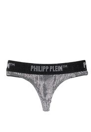 Philipp Plein metallic crystal-embellished thong - Argento