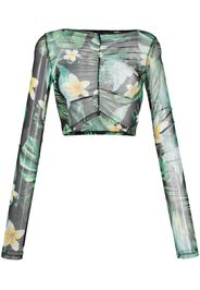 Philipp Plein Top con stampa crop - Verde