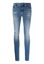 Philipp Plein skull-embroidered ripped skinny jeans - Blu