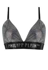 Philipp Plein rhinestone embellished bra - Argento
