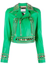 Philipp Plein Giacca biker Gothic Plein crop - Verde