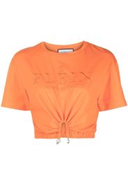 Philipp Plein T-shirt crop con ricamo - Arancione