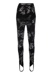 Philipp Plein Leggings con staffa Love - Nero