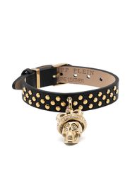 Philipp Plein Skull Crown leather bracelet - Nero