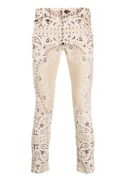 Philipp Plein paisley bandana-print skinny-cut trousers - Toni neutri