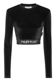 Philipp Plein Top crop a maniche lunghe - Nero