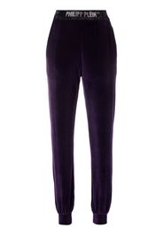 Philipp Plein logo-waistband velvet track pants - Viola