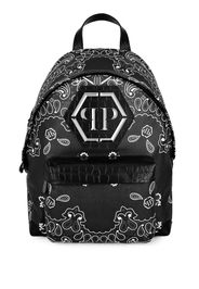 Philipp Plein logo-plaque leather backpack - Nero