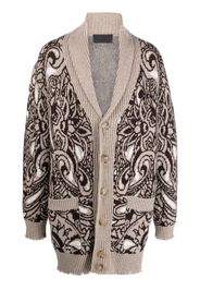 Philipp Plein paisley-print knitted cardigan - Toni neutri