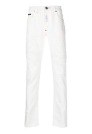 Philipp Plein Pantaloni slim con placca logo - Bianco