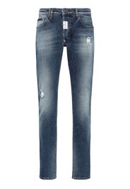 Philipp Plein Jeans dritti con applicazione logo - Blu