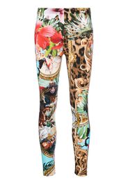 Philipp Plein Leggings Baroque Flowers - Marrone